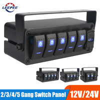 Digital Voltmeter DC 12V/24V Auto Accessories Car Marine Circuit Breaker 2/3/4/5 Gang PD+QC Fast Charging Switch Panel