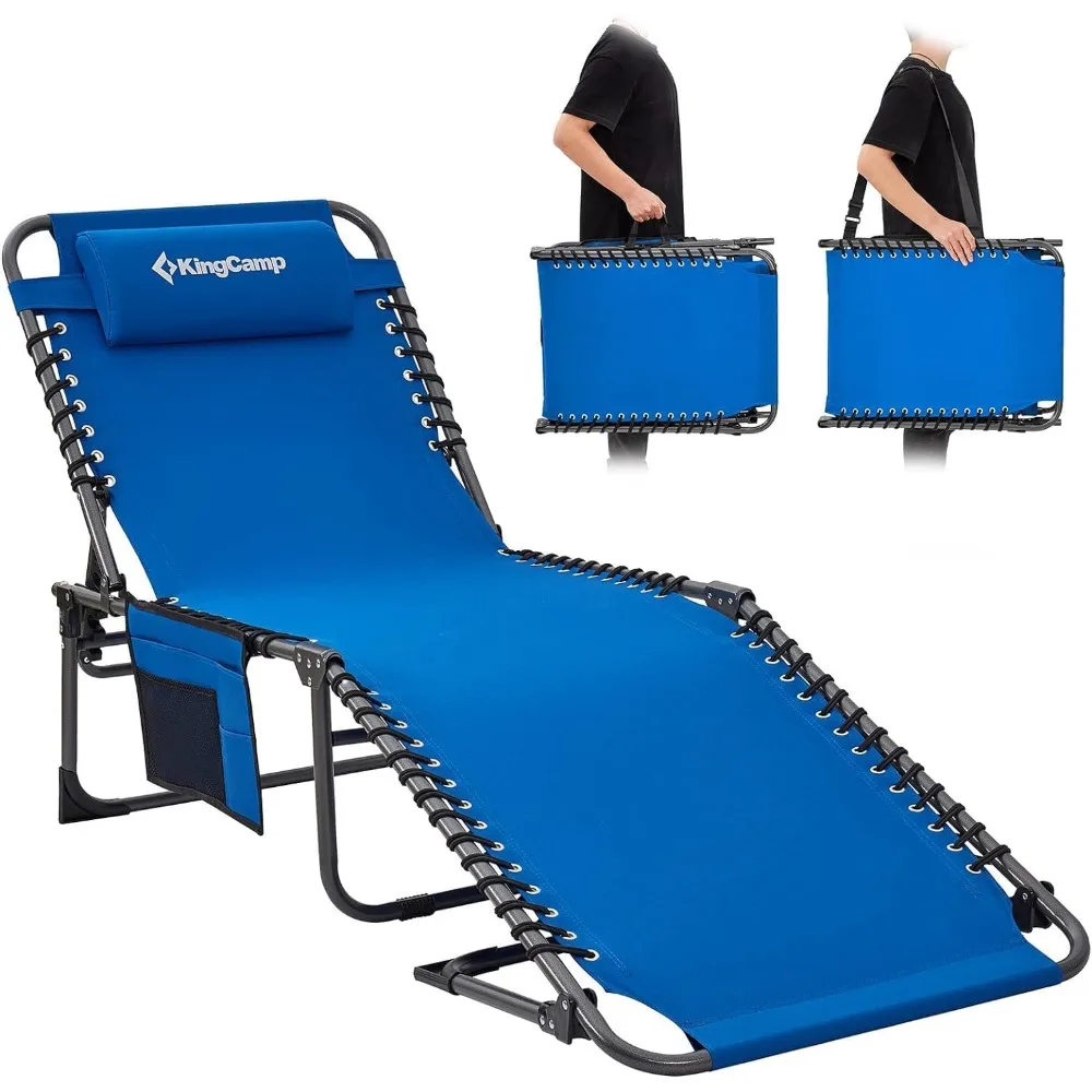 

Lounge Chair Outdoor, Folding Portable Tanning Chairs Comfy Adjustable 5-Position Lay Flat Foldable Chaise Chaser Lounger with