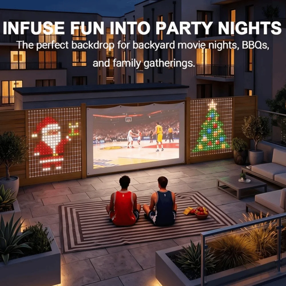 RGBIC LED Outdoor Net Lights App Control Waterproof Christmas Curtain Light DIY Pattern Music Sync Matrix Grid Lights