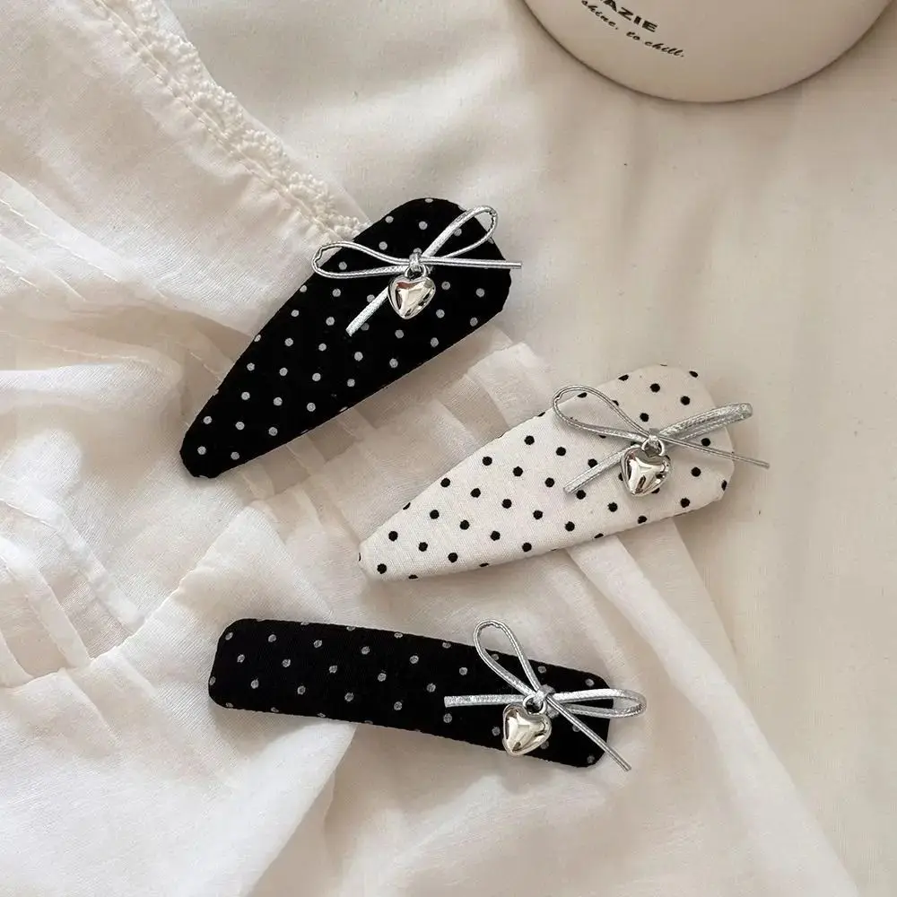 

Elegant Bow BB Clip Side Parting Versatile Design Polka Dot Clip Polka Dot French Hair Clip Bangs Styling