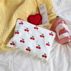 Sacs à cosmétiques sans broderie pour filles, sac à rouge à lèvres à fermeture éclair, sac en toile rétro Kawaii, étui de maquillage, rangement de la présidence, mignon Ulzzang