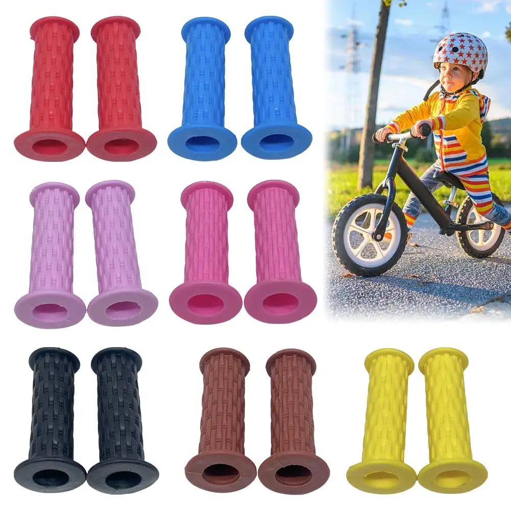 1Pair Rubber Grip Handle Bike Handlebar Grips Cover Non-Slip Rubber Bicycle Grips Tricycle Skateboard Scooter For Child Kid I6E0