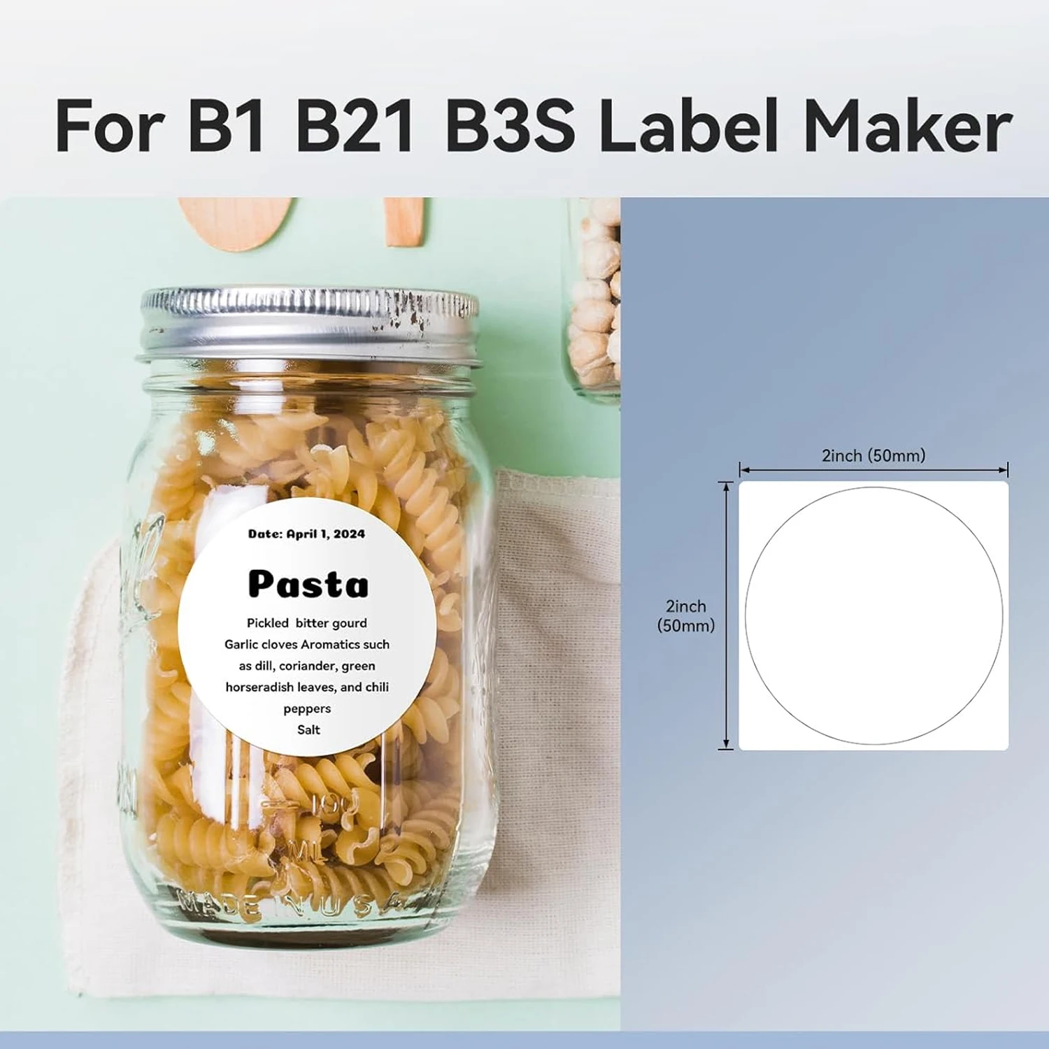 Niimbot B21/B1/B31 Thermisch Label Sticker Papier Rond Wit 20-50mm Breedte Kleding Tag Commodity Prijs Voedsel Zelfklevend
