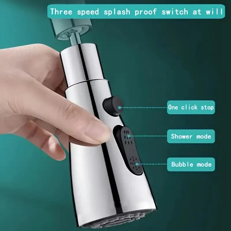 3 Spray Modes Faucet Aerator, 360 Degree Rotatable Faucet Sprayer Attachment, Kitchen Faucet Extender, Sink Sprayer Attachment