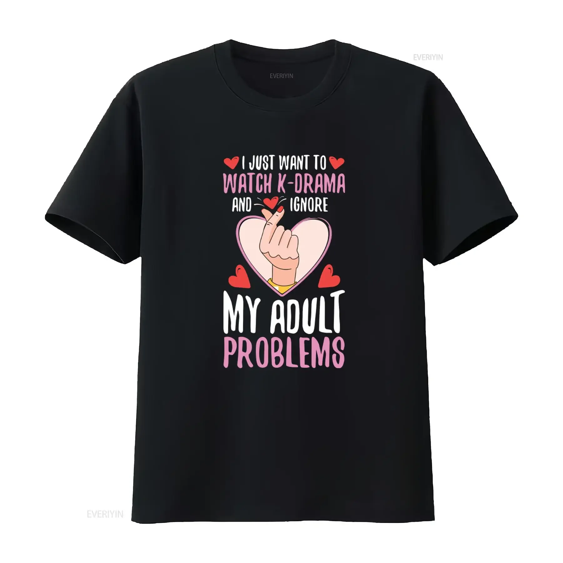 K Drama Korean Tv Show Fans Cute Funny T Shirt I Just Want To Watch And Ignore My Adult Problems Design vintage Washed