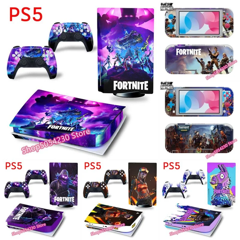 ملصقات وحدة التحكم Fortnited لسوني PS4 Battle Royale PS5 Switch Oled كامل الجسم لون الجلد التبديل الشارات لوحدة التحكم غمبد #1