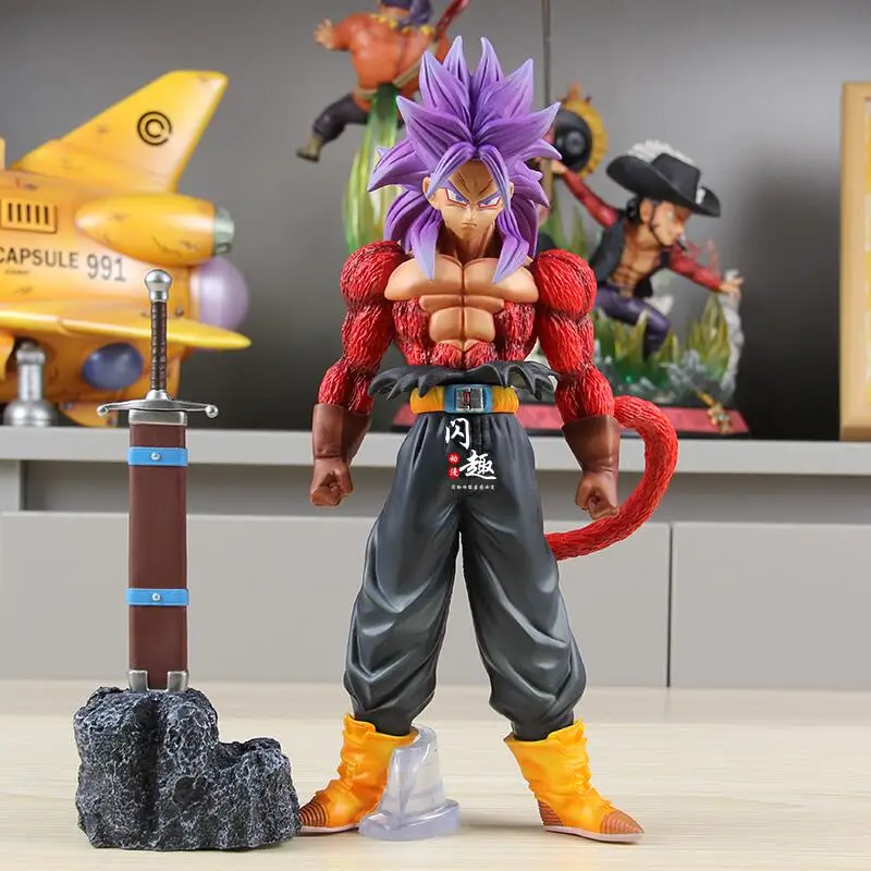 27cm Anime Dragon Ball Z Trunks Figuras Toys DBZ Ssj4 Figurine Toys Super Saiyan 4 Torankusu Action Figure Model Gift for Kids