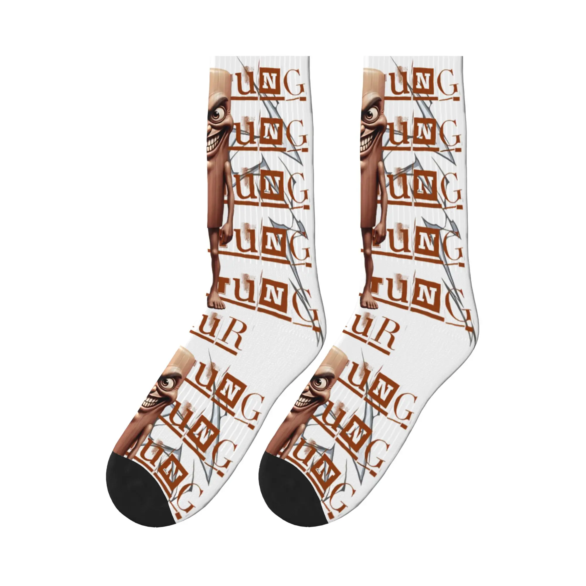 

TUNG SAHUR Crazy Meme Log with Bat Design Stockings Men Socks Quality Retro Socks Spring Outdoor Sports Anti Sweat Printed Socks