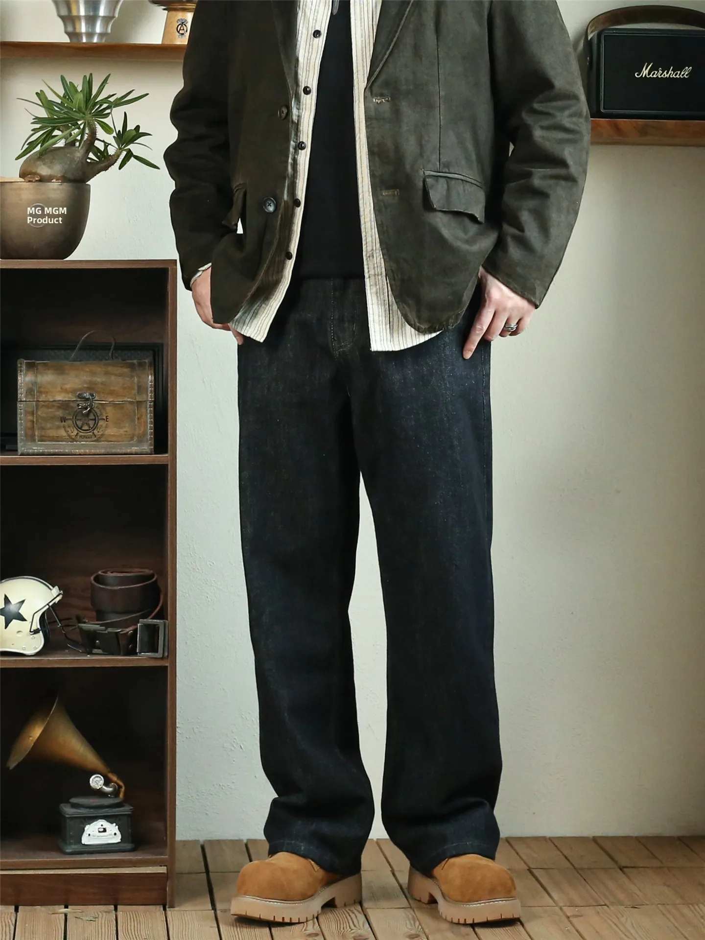 

Невыцветающие американские джинсы Cleanfit Original Color свободного кроя с широкими прямыми штанинами, черные, мужские, длинные брюки, осенне-зимние, из хлопкового денима