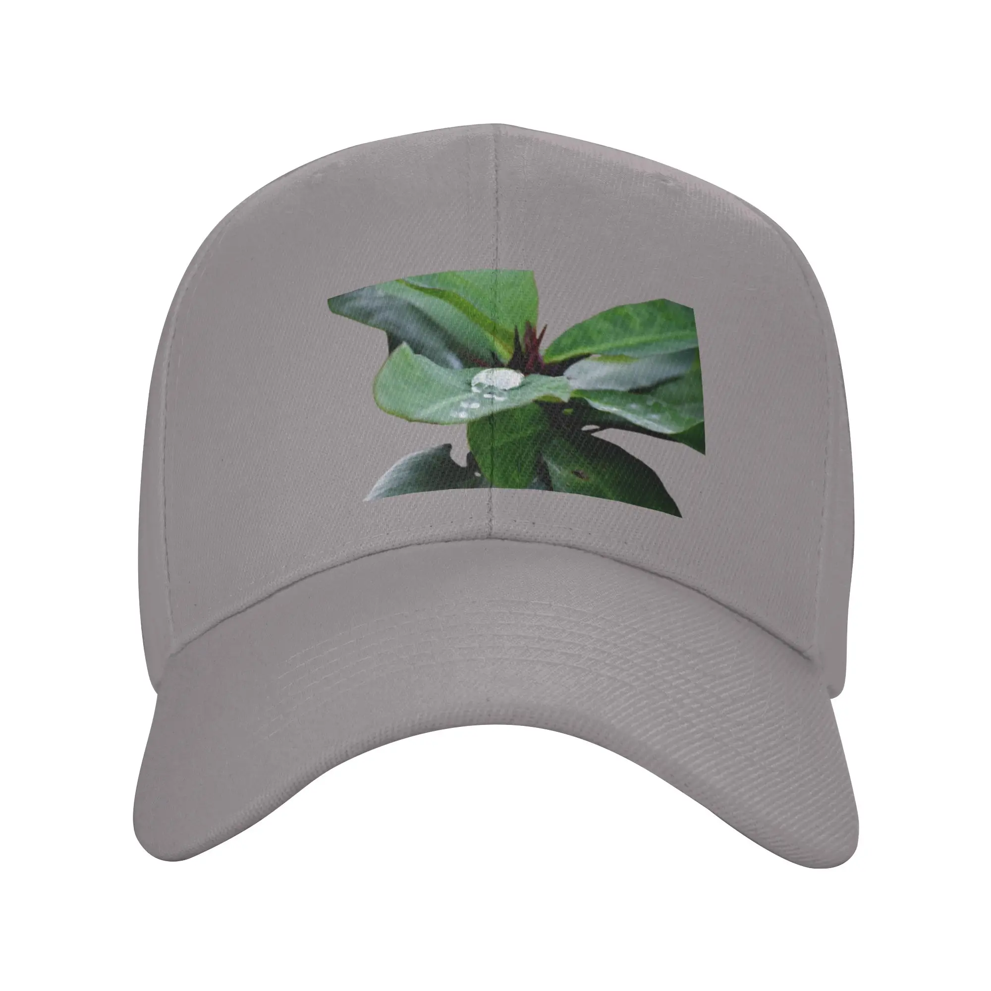 A thorny plant with fresh green leaf and a due drop on it Trendy Baseball Cap Construction Work Peaked Cap Hip Hop Cap