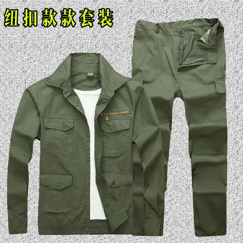 1 Set Men Jacket Pants Work Clothes Suit Long Sleeve Overalls Streetwear Uniforms