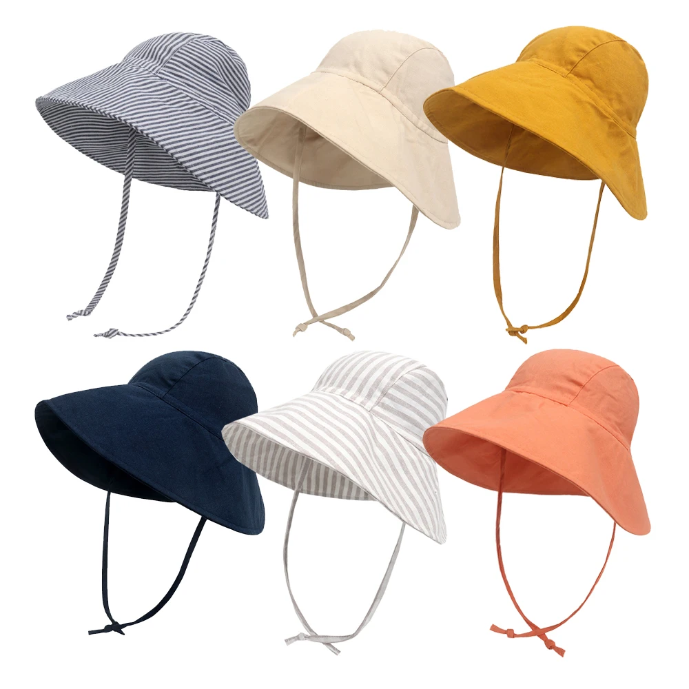 Big Brim Baby Sun Hat Summer Spring Kids Bucket Hat for Girls Boys Cotton Linen Children Cap Beach Travel Kids Hats Caps 2M-4Y