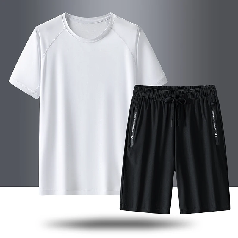 

Мужской спортивный костюм из ледяного шелка 2026: свитшот и брюки для активного отдыха, бега, баскетбола, тренировок и фитнеса