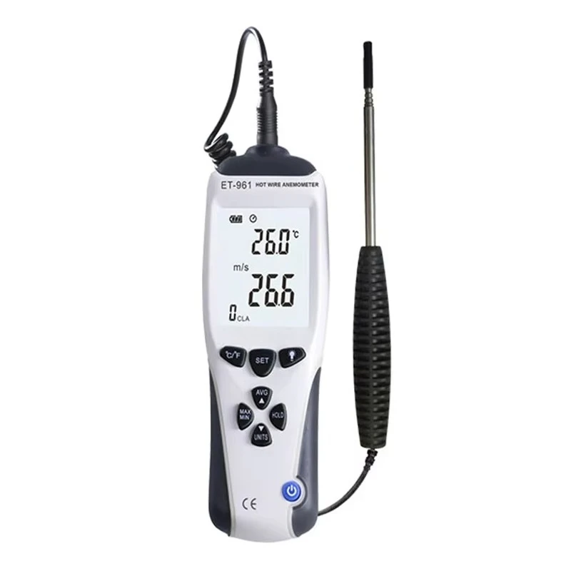 

Digital Anemometer with Hot-Wire Slim Probe Sensor Low Air Velocity and Volume Measurement