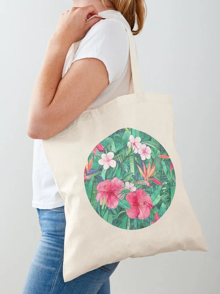 

Classic Tropical Garden with Pink Flowers Tote Bag Women's beach bags bags luxury women university shopper bag