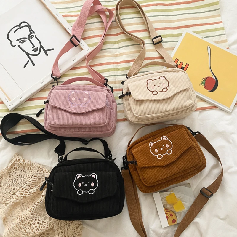 

Corduroy Small Bag Japanese Cute Soft Cute Korean Small Fresh Girl Messenger Bag Purses Handbags Student Shoulder Bags