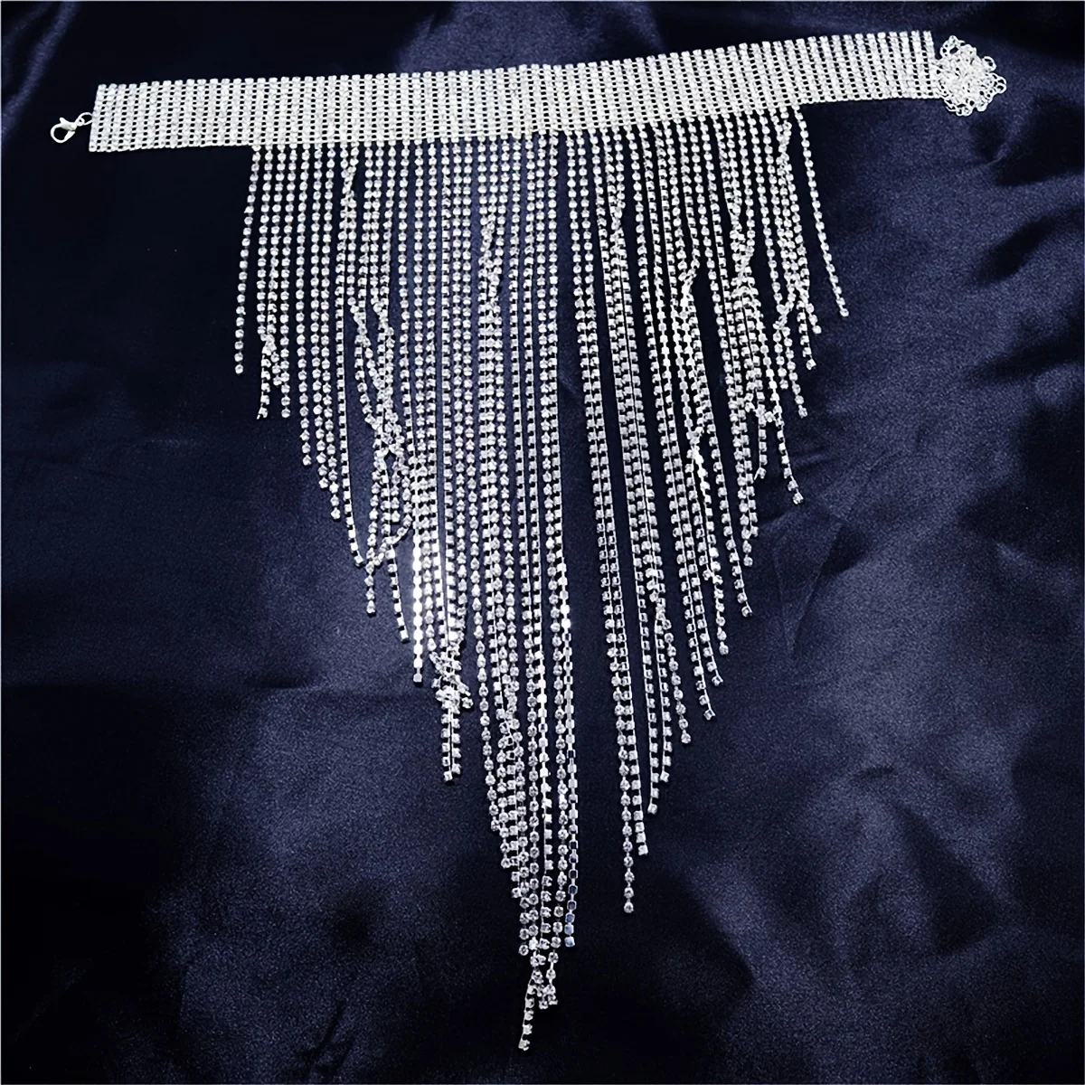 Sexy Shiny Long Tassel Luxurious Rhinestone Necklace Jewelry Fashion Luxury Party Banquet Jewelry Wear Body Sexy Accessories