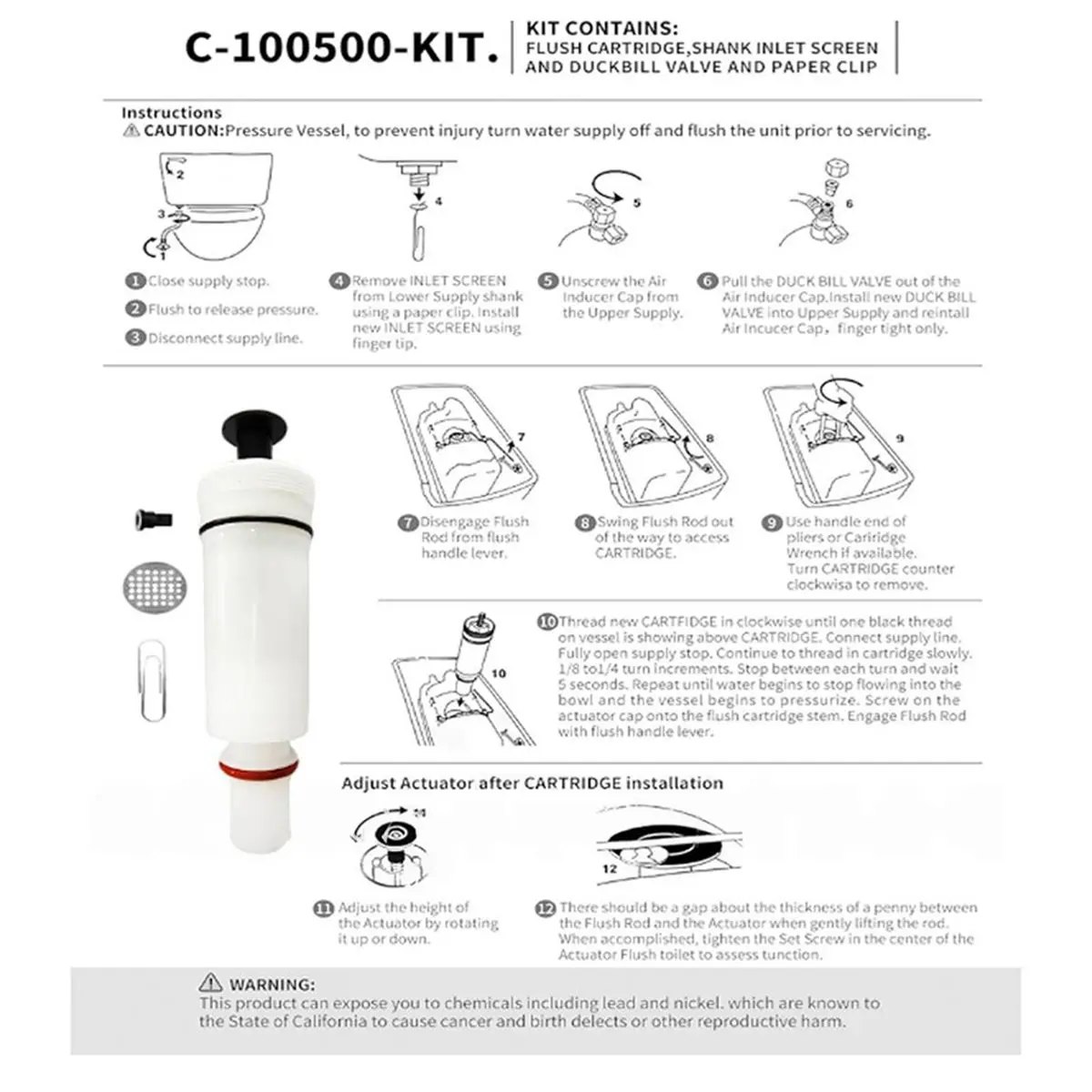 

Cartridge Replacement C-100500-K Toilet Piston Cartridge Parts for M-101526-F3 503 504 Pressure Assi