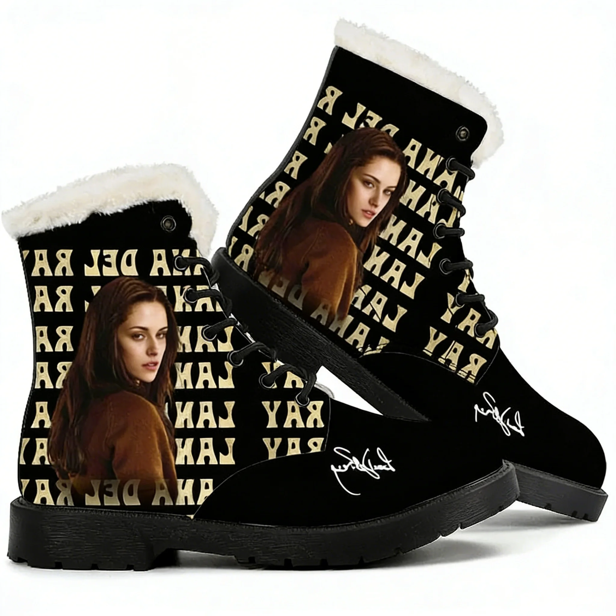 

Lana Del Rey Singer Plush Boots Mens Womens Teenager Shoes Outdoor Casual Boot Light Couple High quality Customize Boots