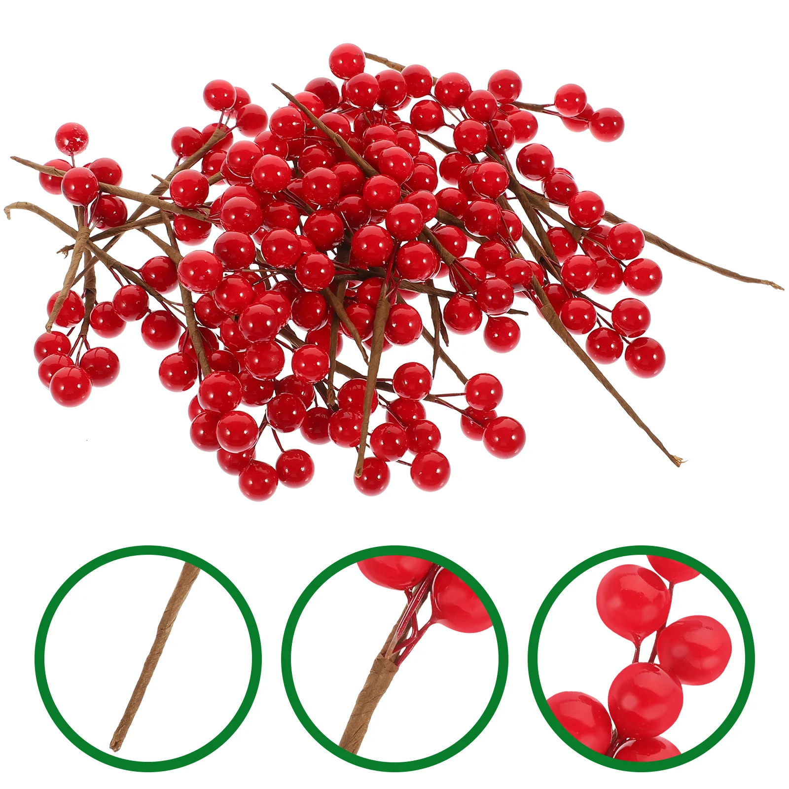 

30 Pcs Simulation Berries Decoration Xmas Ornaments Artificial Berry Stems Fake Branches Christmas Picks Wrapping Wire