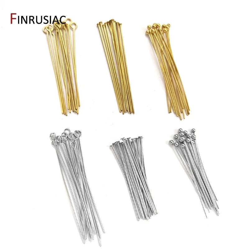 100Pcs/ Lot 18K Gold Plated Brass Flat/Eye/Ball Pins For Jewelry Making,0.6mm Jewelry Pins For DIY Beading Jewelry Accessories