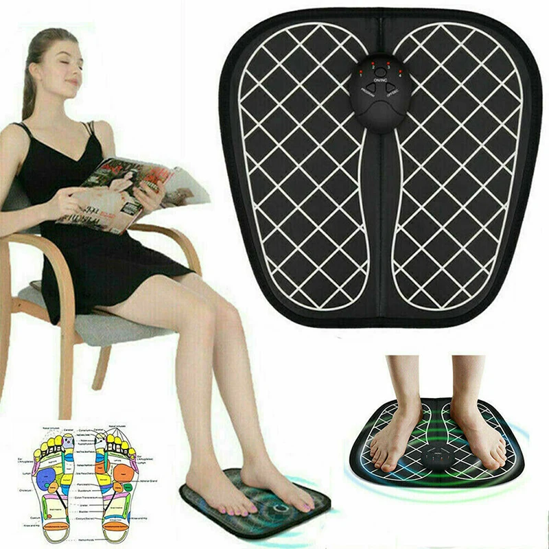 EMS Electric Foot Stimulation massager Pad Folding Portable mats Fully Automatic Circulation Massage Body Machine for Men&Women