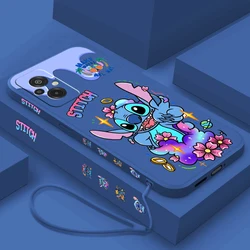 Disney Stitch Anime For Xiaomi Redmi 12C 11A 10C 10X 9T 9C 9AT 9A 8A 7A A2 A1 Plus Prime Liquid Left Rope Phone Case