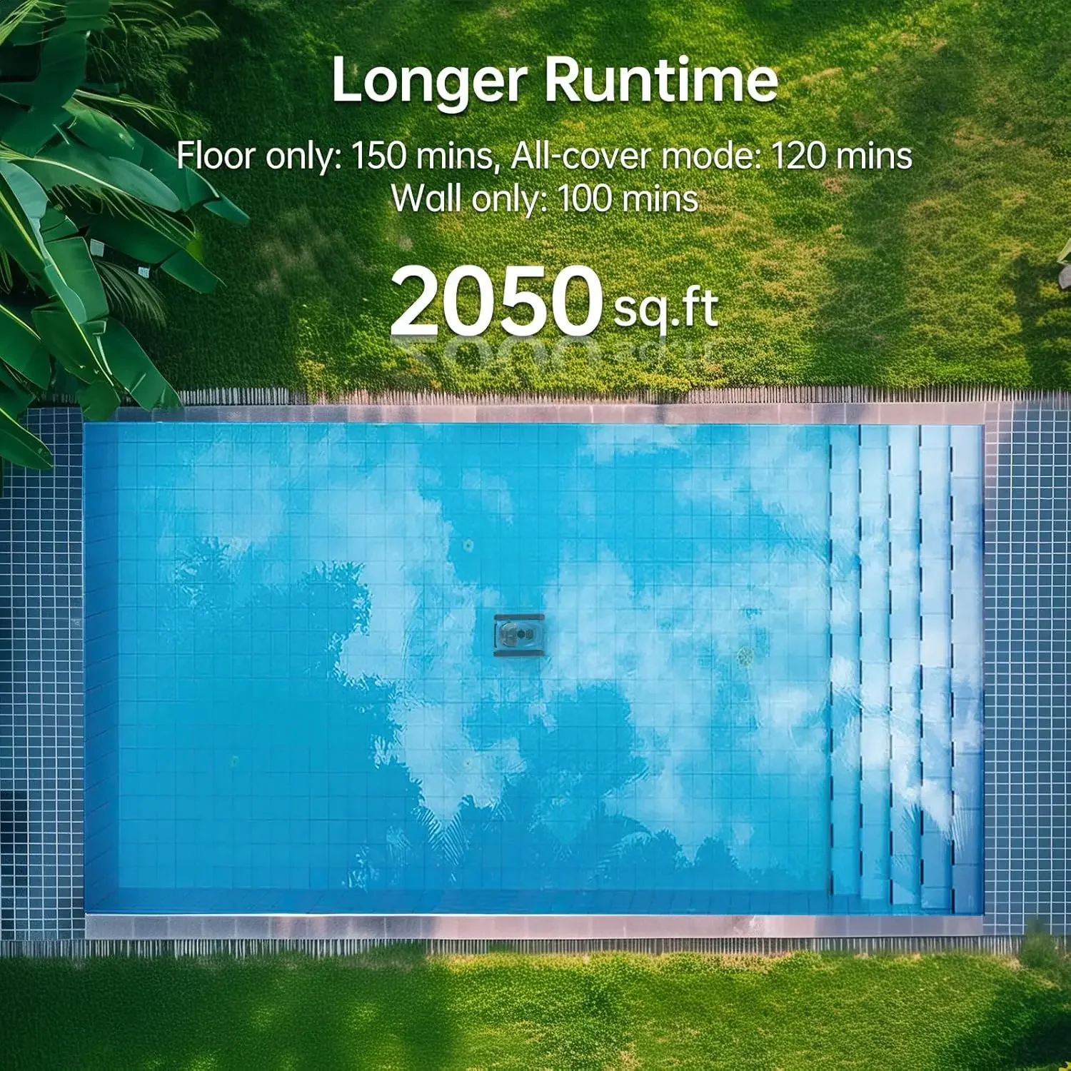 Cordless Robotic Pool Cleaner Automatic: Pool Vacuum for Above Ground Pool Wall Floor Waterline Cleaning 180W Powerful