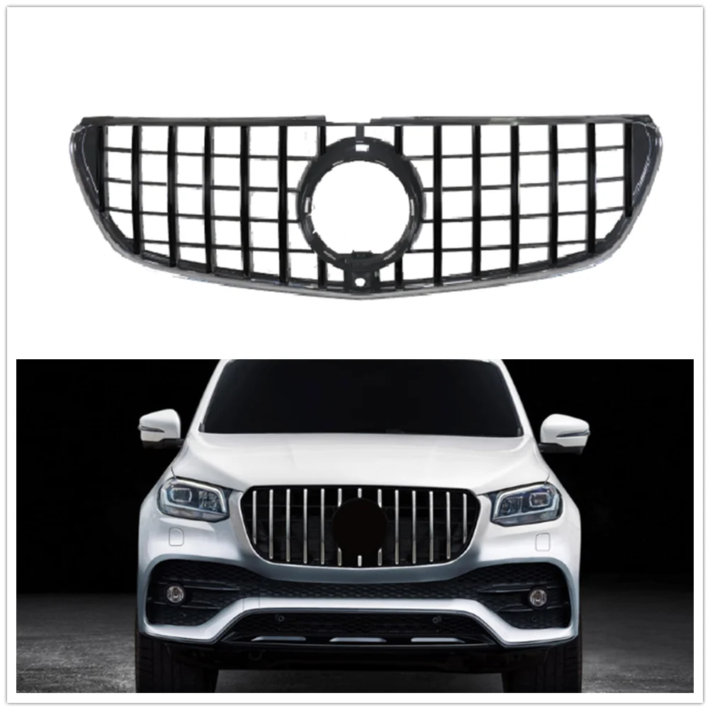 

Front Grill Grille For Mercedes Benz V class W447 V260 2016-2017 GT R Style Black/Silver Car Upper Bumper Intake Hood Mesh Grid