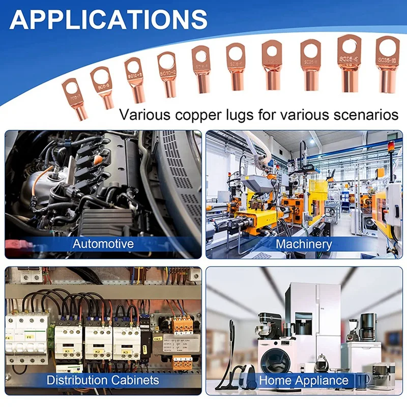 150 Stuks Terminal Connectors, Koperdraad Lugs, Gebruikt Op AWG12-10 8 6 4 2 Kabel, 64 Stuks Batterij Lugs Uiteinden, 86 Stuks Krimpkous