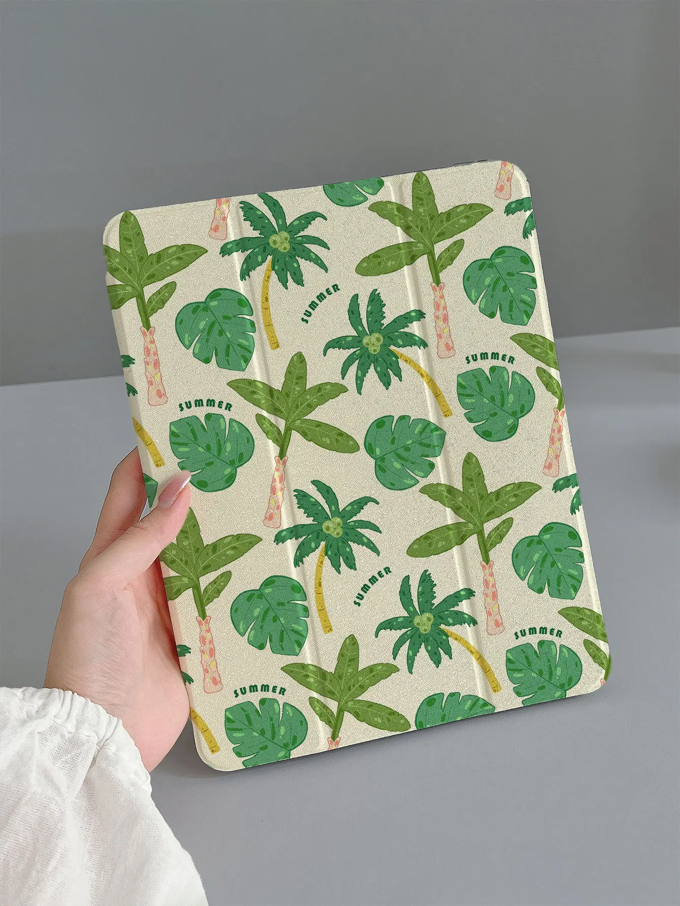 Coconut Tree Leaf Tablet Protective Case, Suitable for Ipad11 A16 Protective Case Ipad10 2022 Protective Case Mini4/5/6/7 Apple Tablet Air 5 Air 7 9.7 10.2 Pro 11 Anti-Fall 2025 Smart Sleep Tablet Case with Pen Slot