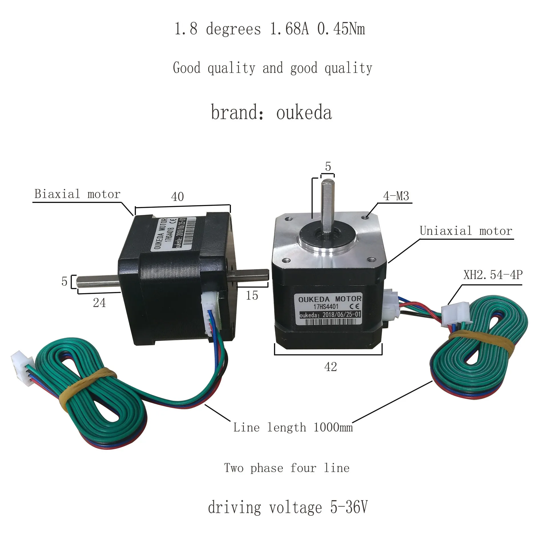 17HS4401 0.45Nm 1.8 ° 3D printer, single/dual axis 17HS4401B
