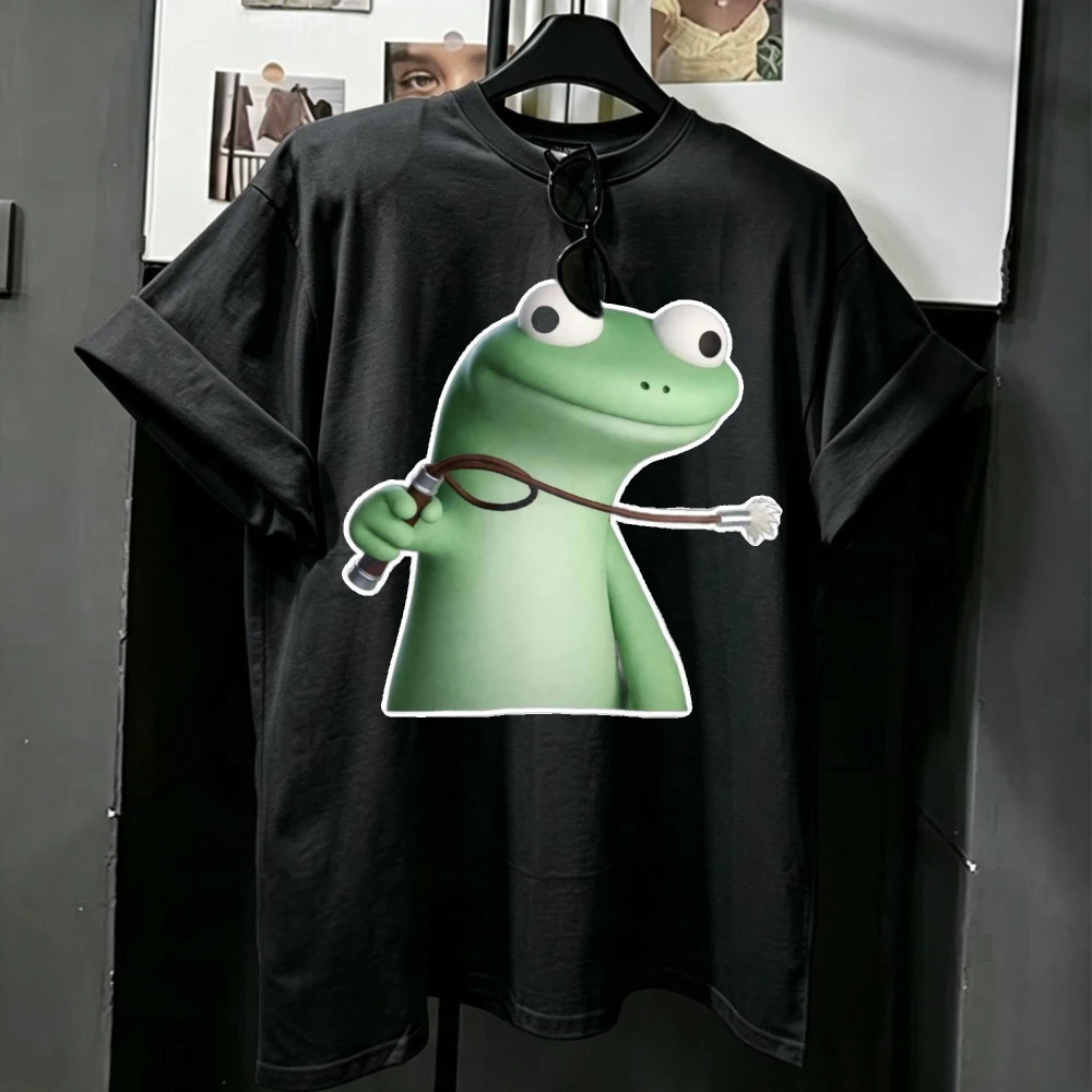 Smoking Frog Holding Pipe Creative Lizard Graphic Top Party Clothes Tom the Lizard｜Lizard Lizard Lizard Hoppers Urban Fashion