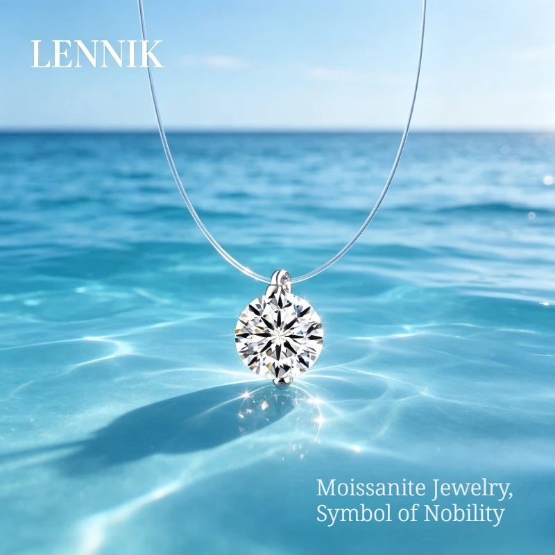 lennik-s925-スターリングシルバー-モアサナイト-マーメイドティアーズ-ネックレス-シンプルペンダント-クリエイティブ-インビジブルフィッシングライン-クラビクルチェーン