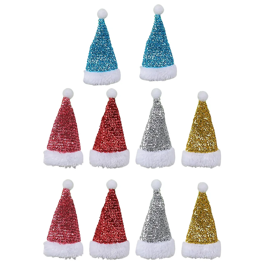 

10Pcs Christmas Cutlery Holder Santa Hat Tableware Pouches Mini Glitter Silverware Holder Xmas Party Decoration