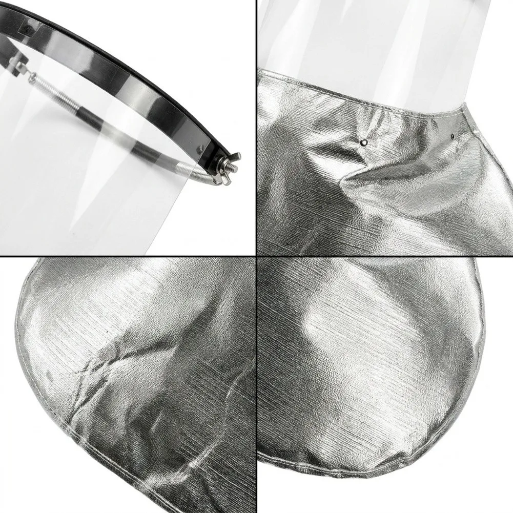 Extended Thermal Protection Hood Screen Aluminum Foil Heat Resistant Shield 180 Flip Up Visor For Welding Steel Mill Foundry Gea