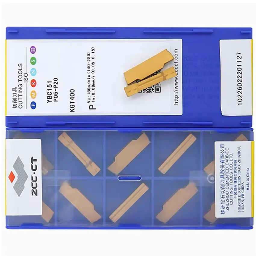 

KGT250 YBC151/KGT300 YBC151/KGT400 YBC151/KGT500 YBC151/KGT600 YBC151 ZCC.CT CNC carbide inserts Cut-off slot tools 10pcs/box