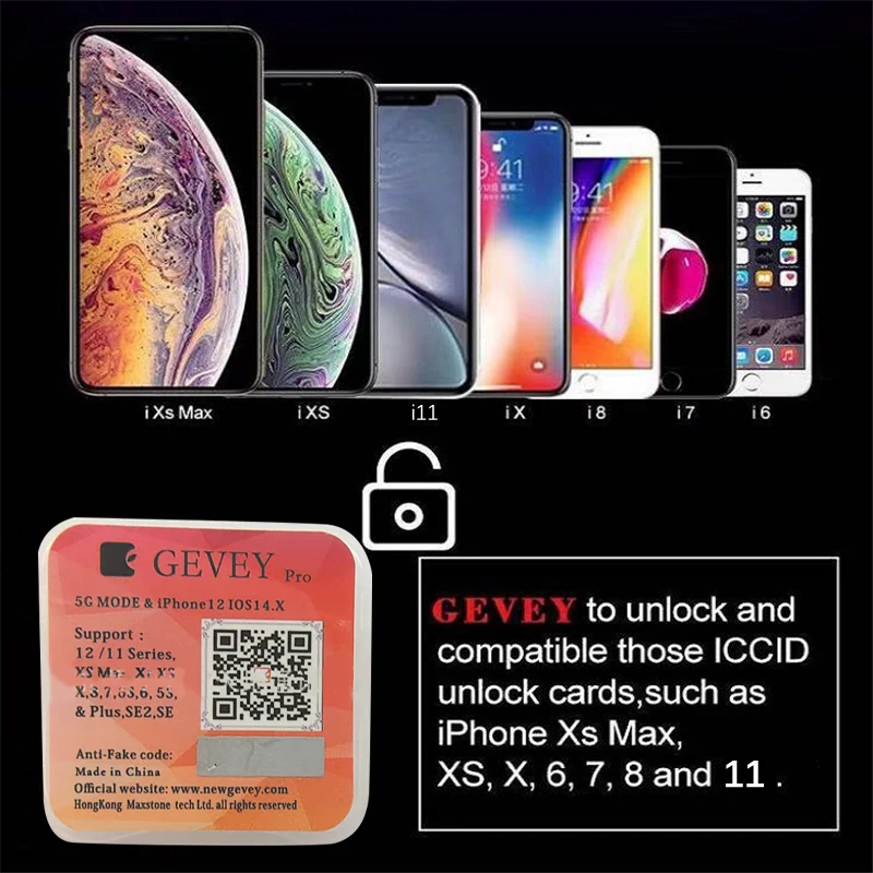 1Pc Gevey PRO Unlocking Card Sticker For Iphone 6s-7-8-X-XSM-11-13PM