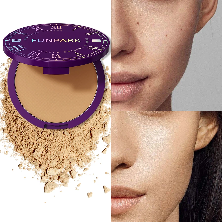 5 가지 색상 매트 풀 커버리지 프레스드 파우더 파운데이션 24H 프레쉬 웨어 매트 무게감 없는 피니싱 파우더 코스메틱 페이스 메이크업