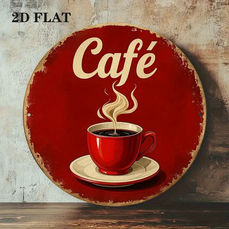 

1 round French-style sign, 'Café', coffee-themed decorative sign, perfect for room decor