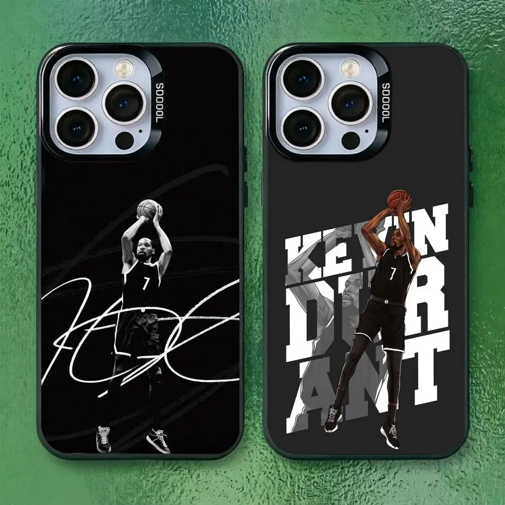 Capa de Celular Basquete K-Kevin D-Durant para iPhone 17, 16, 15, 14, 13, 12, 11 Plus, Pro Max, XS, Capa Colorida Prata e Preta
