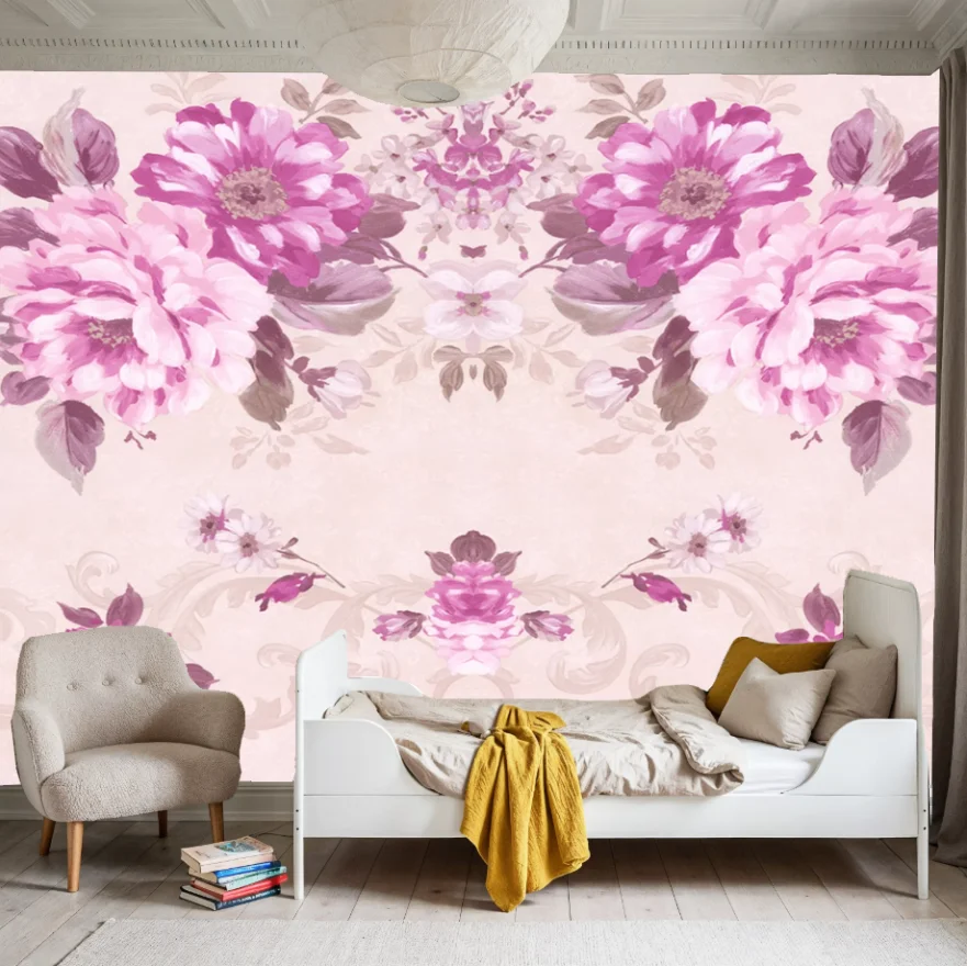 Customized Size Wallpaper Pink Peony Flower Wall Painting Home Decoration Living Room Bedroom Flower Wall Cloth 3d wallpaper