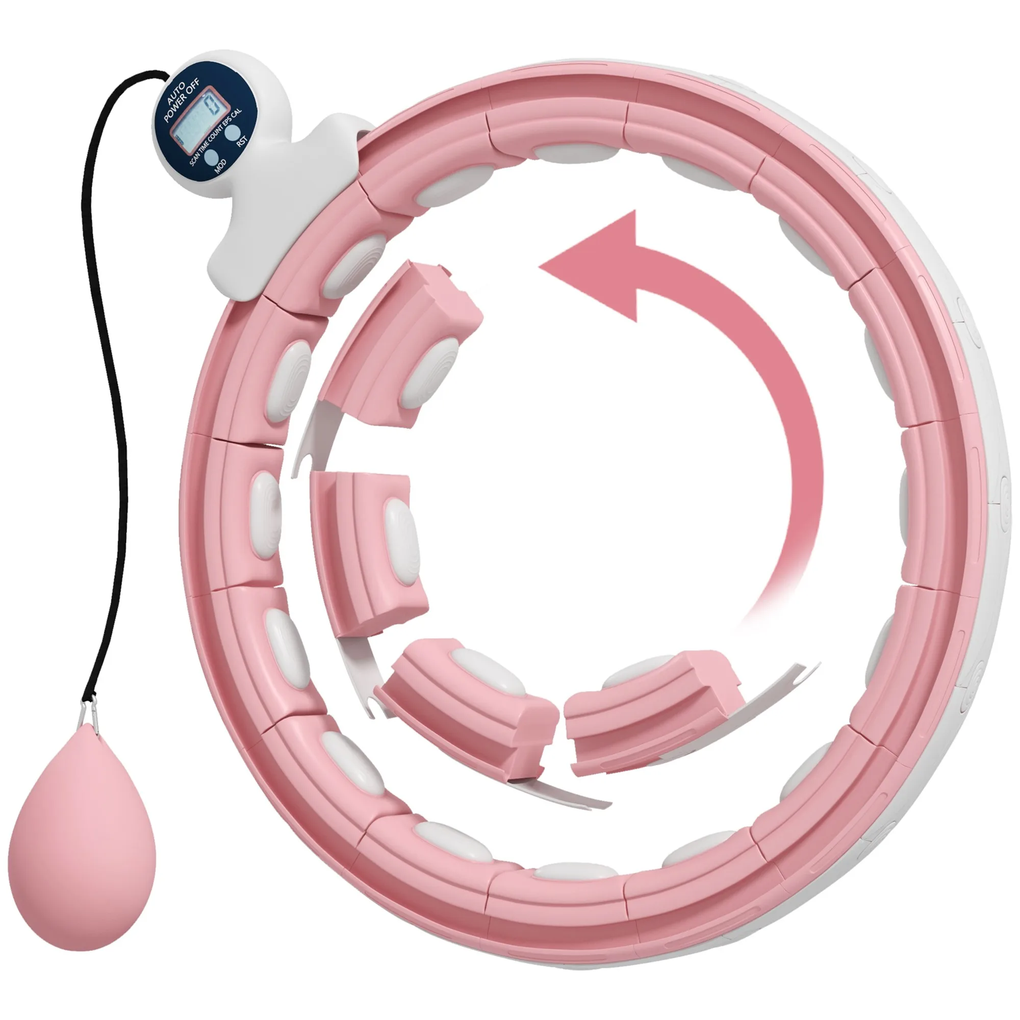 SPORTNOW Hula Hoop hula hoop fitness Hoepel met verstelbare massagepuntjes 76 cm tailleomtrek 16 segmenten amovi