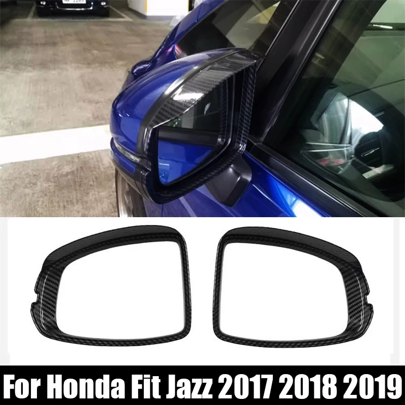 Car Body Rear Rearview Side Glass Mirror Trim Frame Rain Shield Sun Visor Shade Sticks 2pcs For Honda Fit Jazz 2017 2018 2019