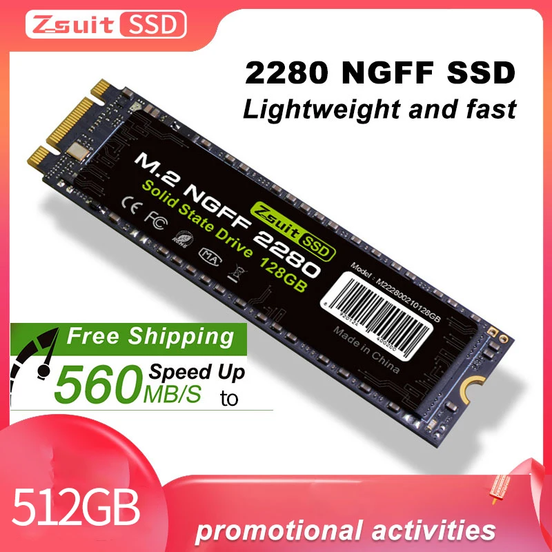 Disco duro interno para ordenador de escritorio y portátil, unidad de estado sólido M.2 SATA SSD de 512GB, 2280mm, NGFF SATA3, NGFF 2280, 5 piezas/1 piezas