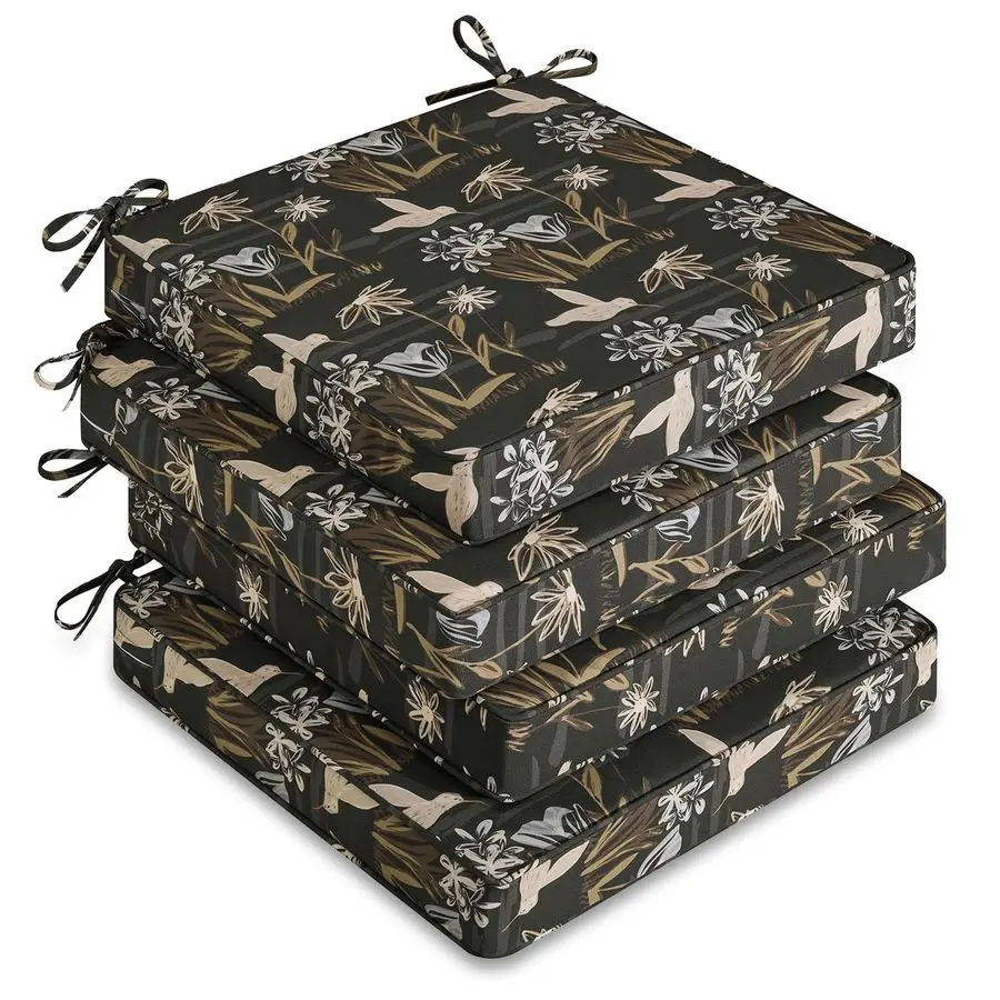 

Набор из 4 водонепроницаемых подушек для уличных стульев, 19 x 19 x 3 дюйма, с нескользящими завязками и ручкой, квадратные подушки для уличной мебели