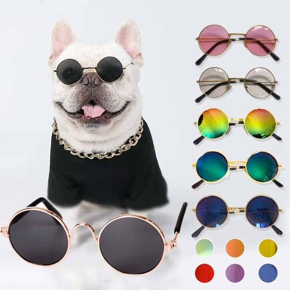 

Lovely Vintage Round Cat Sunglasses Reflection Eye Wear Glasses for Small Dog Cat Pet Photos Pet Products Props Accessories