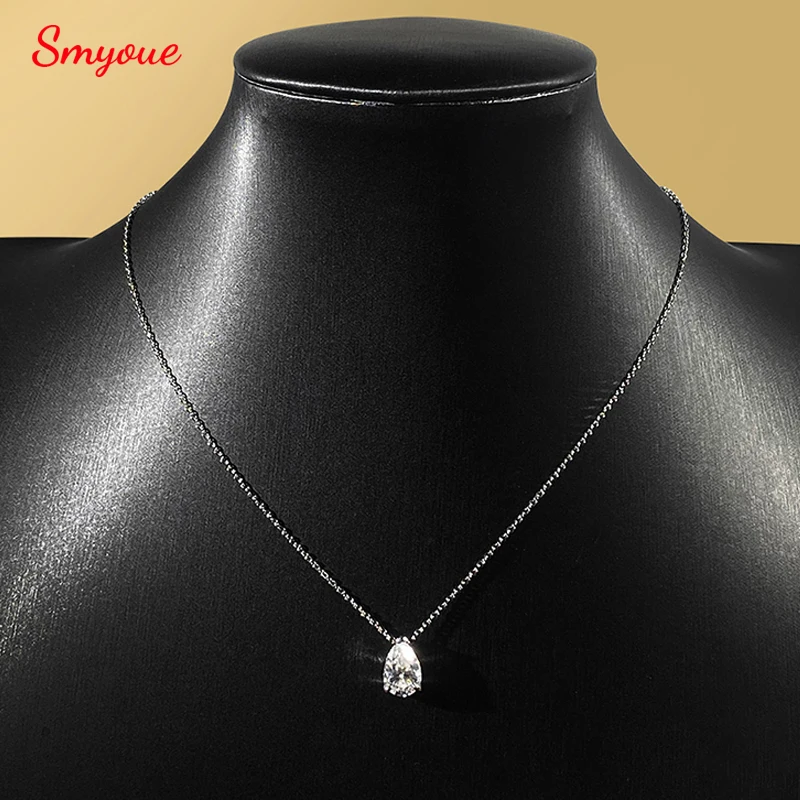

Smyoue 1-4CT ожерелье с подвеской из муассанита грушевидной огранки для женщин и девочек, 3 дизайна, лабораторные бриллианты, свадебные серебряные цепочки 925, ювелирные изделия