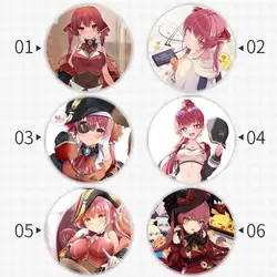 Houshou Marine YouTuber VTuber Badge Brooch anchor Peripherals Pin Anime DIY Fashion Personalized Commemorative Metal 75mm