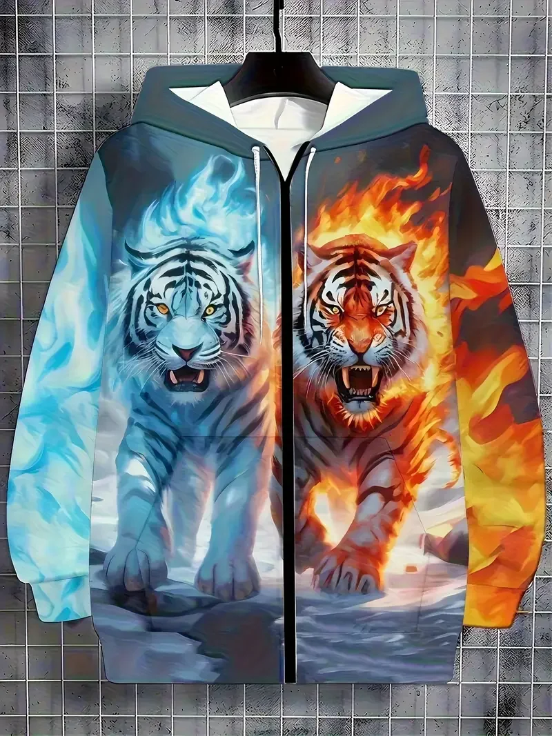 2026 Funny 3D Graphic Zip Up Hoodies Abstract Art Design Sweatshirts Women Unisex Casual Hip Pop Oversize Hoodies Y2k Clothes
